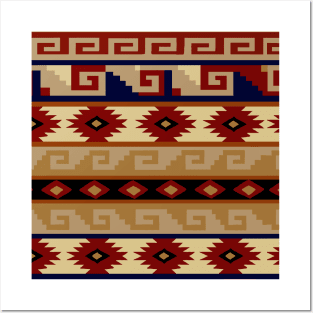 Southwest Tribal Graphic Design - Rust Navy Beige Posters and Art